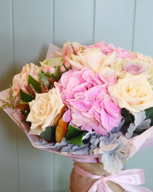 PINK MASON VASE Flowers in the Woods