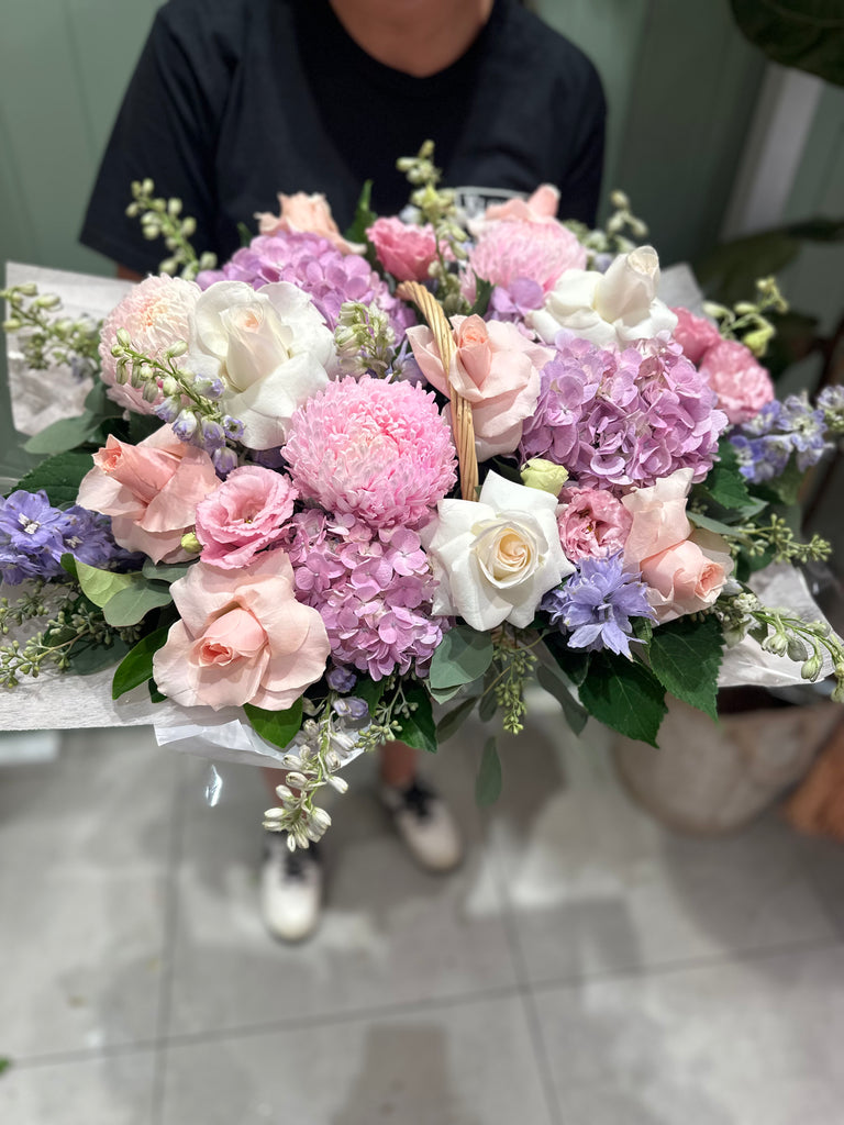 Basket Arrangement Flowers in the Woods