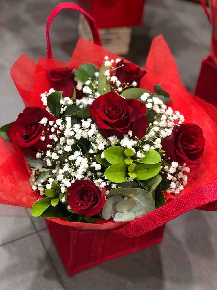 RED ROSE HESSIAN BAG
